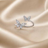 White Gold Ring with Two Zirconium Butterflies