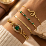 Golden Emerald Bracelet Set