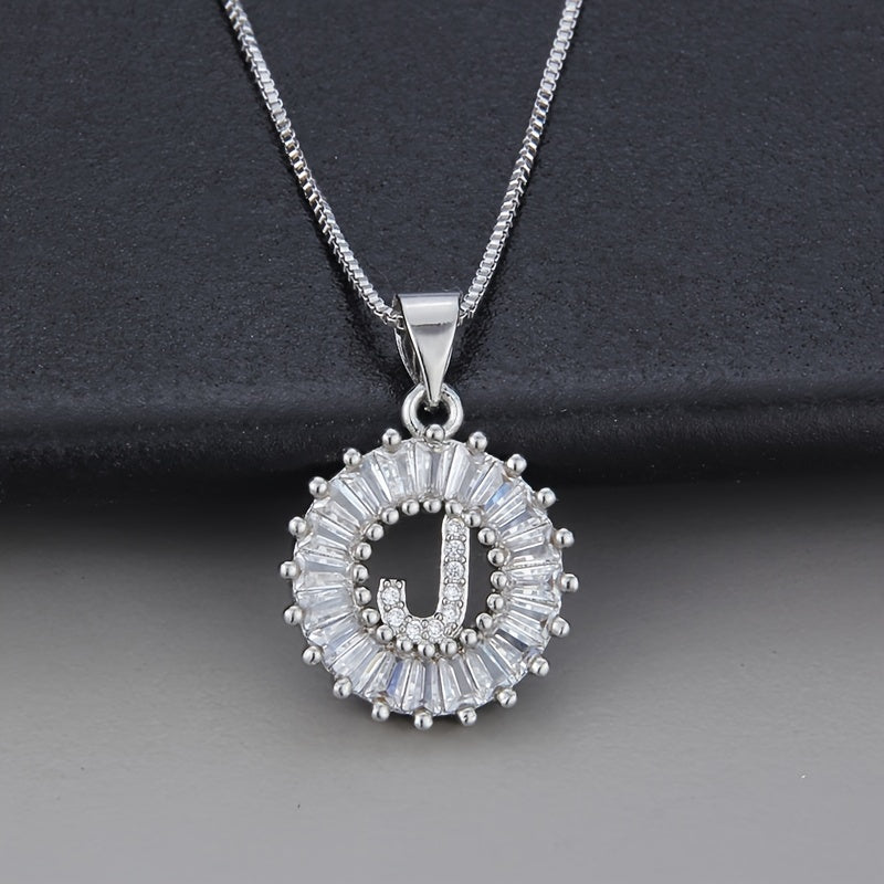 White gold necklace with initial "Z" and zirconia