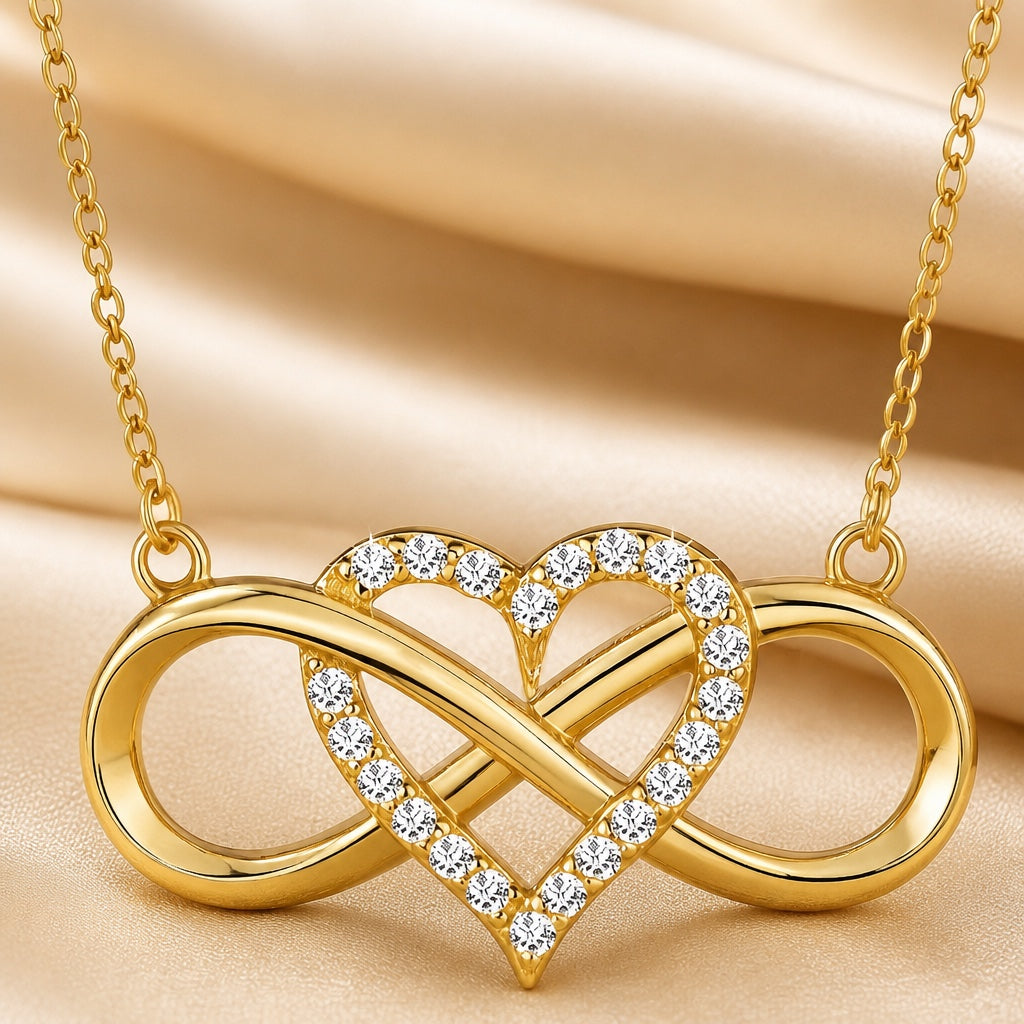 Infinity Heart Pendant in White Gold with Necklace