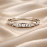 White gold ring with micro-paved zircons
