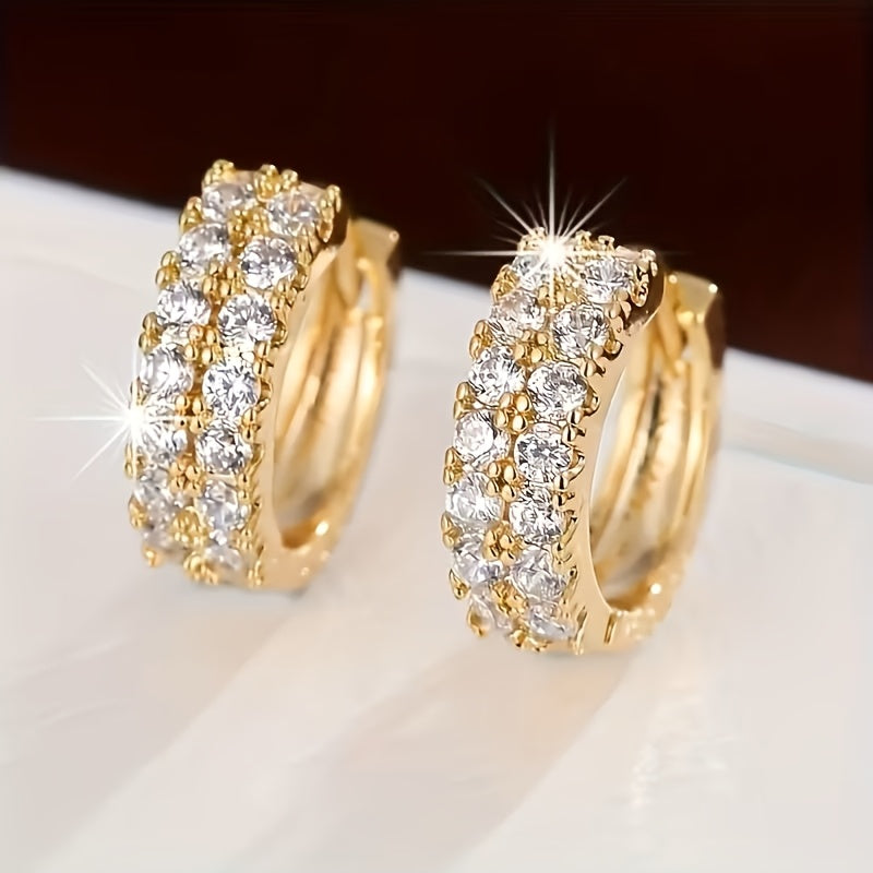 Vintage White Gold Earrings with Micro Zirconia