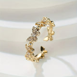 White Gold Butterfly Shaped Ring with Crystals