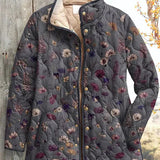 Quilted Jacket with Floral Pattern in Grey