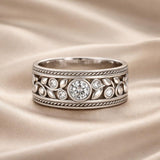 Elegant white gold ring with zirconium