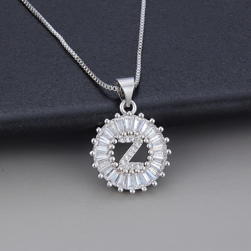 White gold necklace with initial "Z" and zirconia