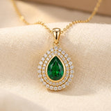 Gold and Emerald Drop Necklace