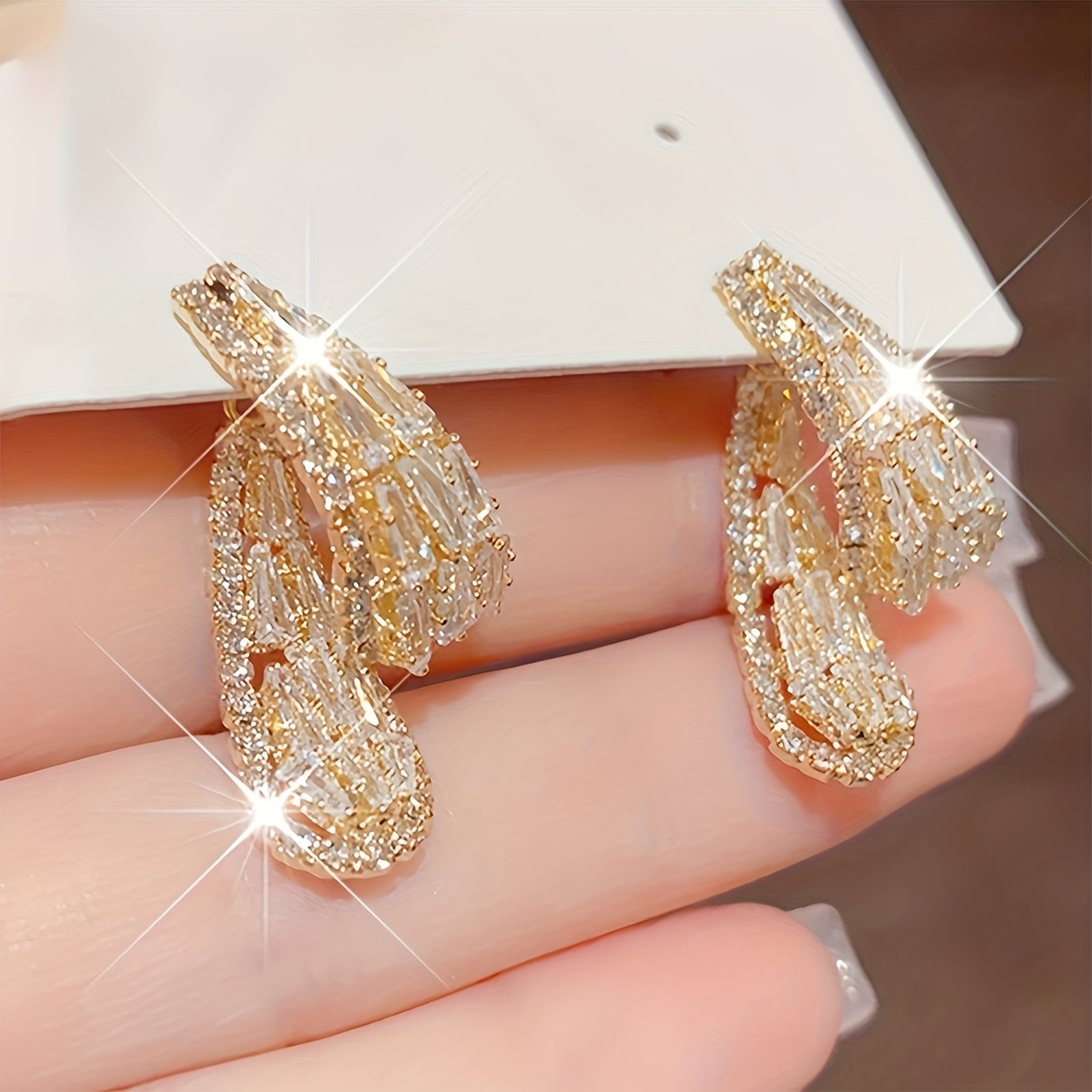White Gold Cascade Earrings