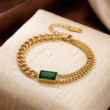 Emerald Gold Chain Bracelet