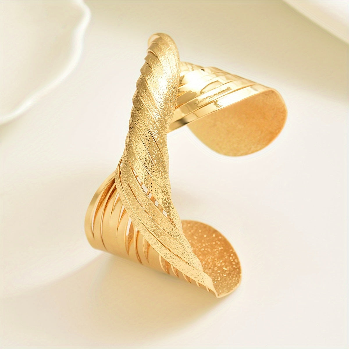 Mat White Gold Braided Bracelet