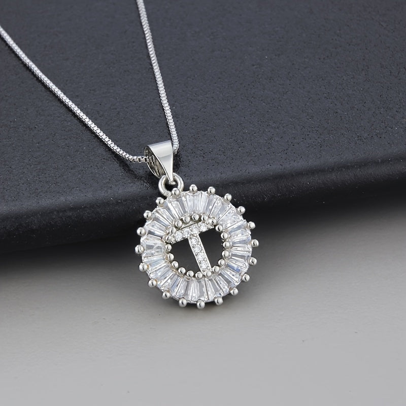 White gold necklace with initial "Z" and zirconia