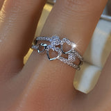 White Gold Heart Ring with Zirconia