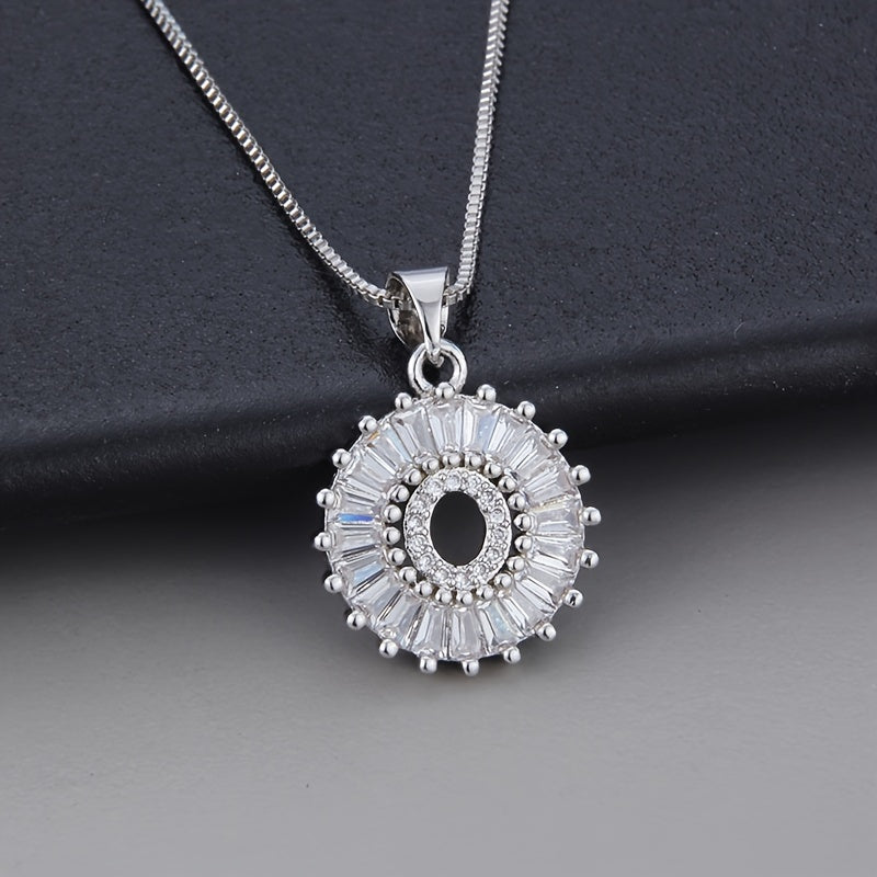 White gold necklace with initial "Z" and zirconia