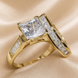 White gold ring with square cubic zirconia