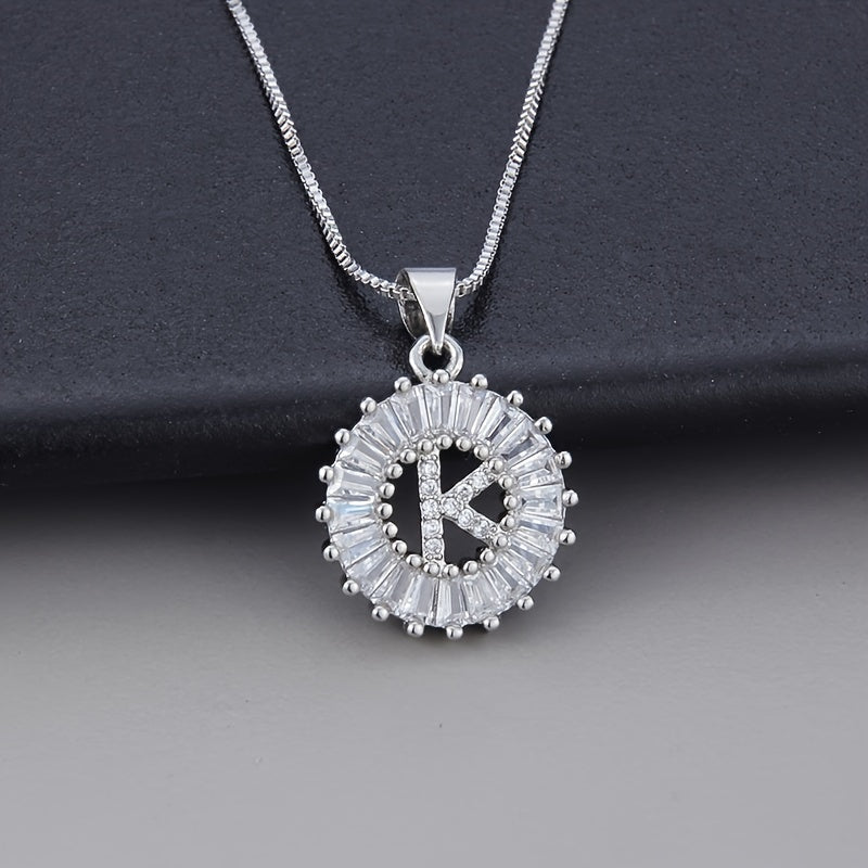 White gold necklace with initial "Z" and zirconia