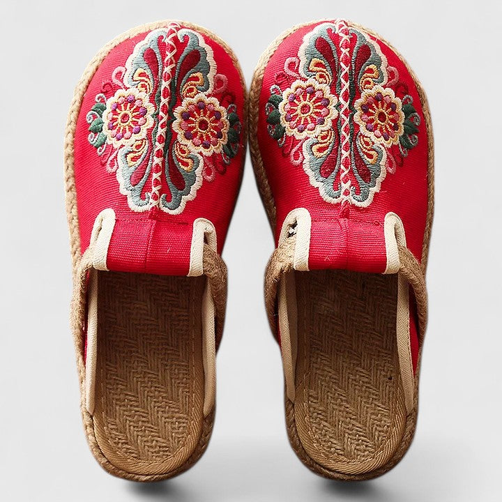 Clarize - Embroidered Flat Sandals