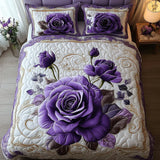 3-Piece Quilted Bed Linen Set - Violet Pink