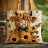 Padded Bag - Highland Cattle with Sunflowers