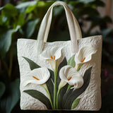 Handcrafted Matelassé Bag - White Arums