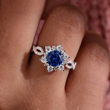 Sapphire crystal flower ring | White gold