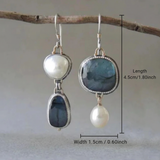 Vintage Blue Stone and Pearl Earrings