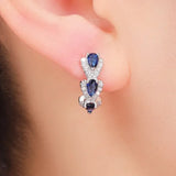 Royal Crown Sapphire Earrings | White Gold