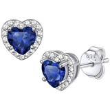 Heart-shaped Sapphire Earrings | White Gold
