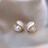 Luxurious Drop Earrings in White Opal and Gold Pearls