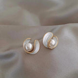Luxurious Drop Earrings in White Opal and Gold Pearls
