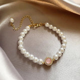 Retro bracelet with beads and rose quartz