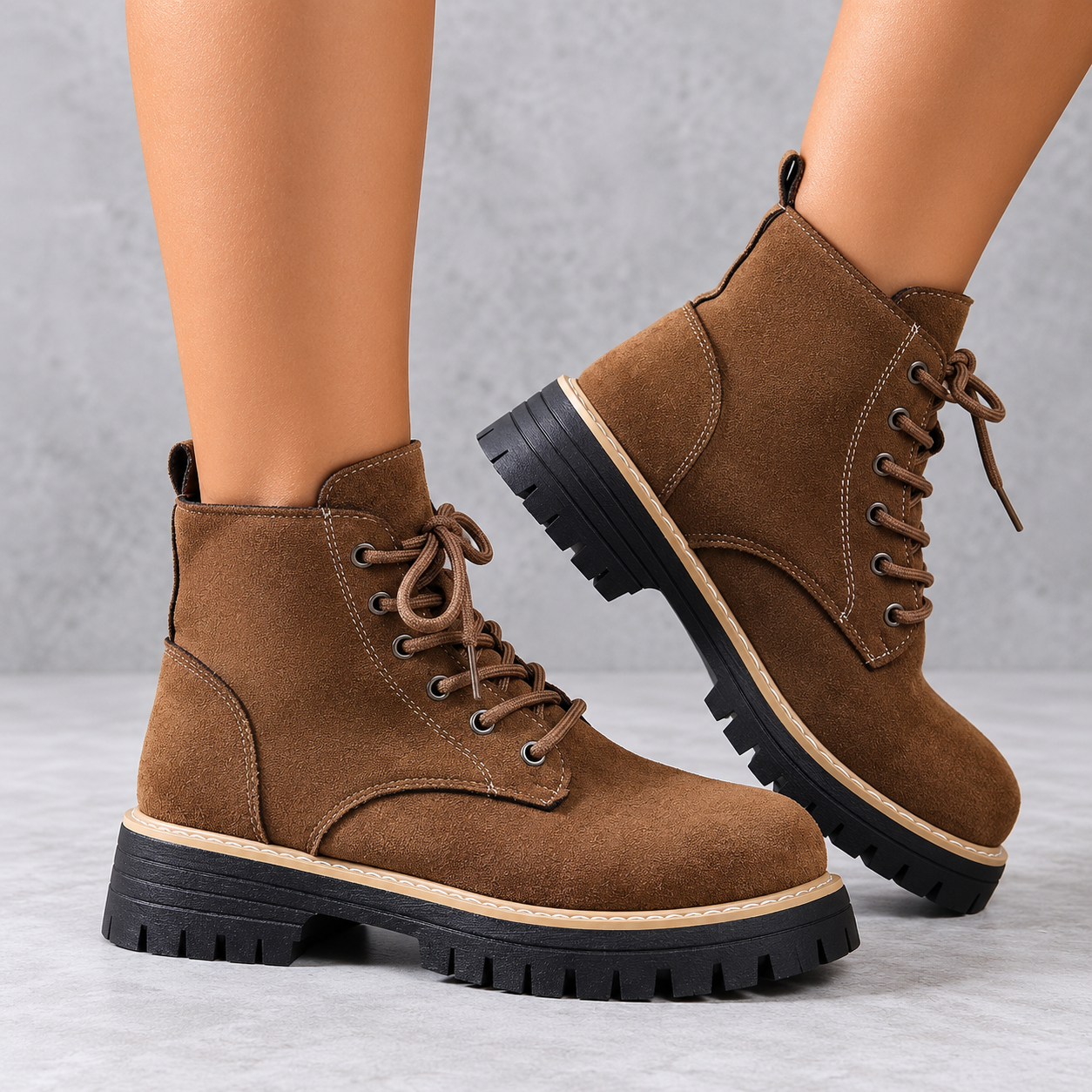 Heidi - Women's lace-up combat boot with chunky sole