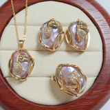 Complete Necklace + Gold Freshwater Pearl Earrings