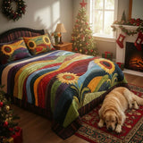 3-Piece Padded Bedding Set - Sunflower Field