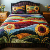 3-Piece Padded Bedding Set - Sunflower Field