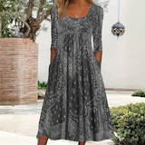 ELOWEN | CASUAL MIDI DRESS WITH LONG SLEEVES