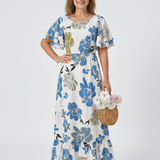 Nathalie | Maxi dress with short sleeves and round neckline