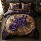 3-Piece Quilted Bed Linen Set - Violet Pink