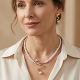 Natural Pearl Gift Set: Necklace and Earrings