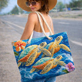 Sac de Plage Fait Main | Tortue Marine II