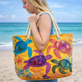 Handgefertigte Strandtasche | Korallen-Schildkröten-Träume