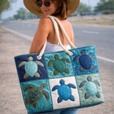 Sac de Plage Fait Main | Tortue Bleue