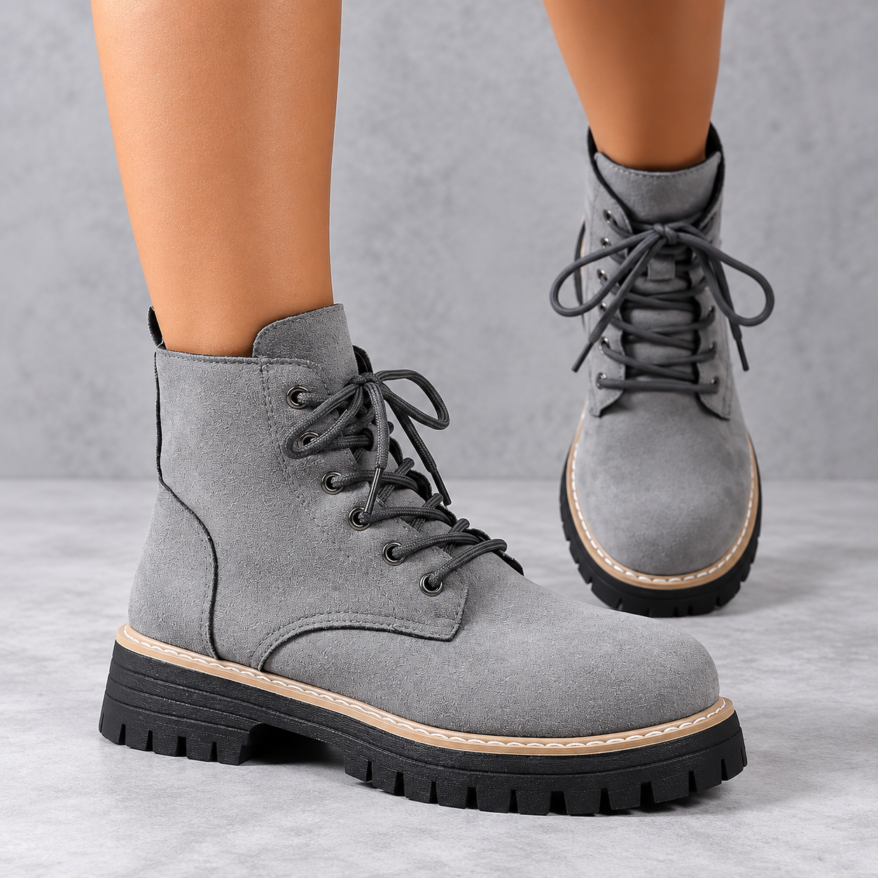 Heidi - Women's lace-up combat boot with chunky sole