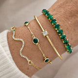 Set of Green Gemstone Bracelets