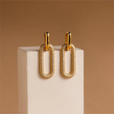 Retro geometric rhinestone earrings