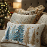 Housse de Coussin Matelassée - Forêt Festive