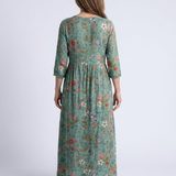 Valérie | Floral maxi dress with V-neck and three-quarter sleeves