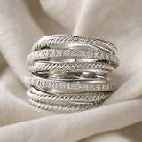 Stacked Zirconium Cross Ring
