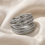 Stacked Zirconium Cross Ring