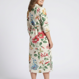 Charlotte | Midi dress with flowers and short sleeves with buttons