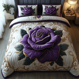 3-Piece Quilted Bed Linen Set - Violet Pink